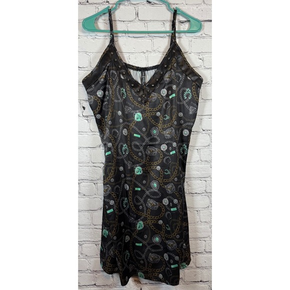 Two2Fly XL Sleeveless Mini Dress Chain Print Cowboy V-Neck‎ Casual Party Dress - Picture 1 of 4